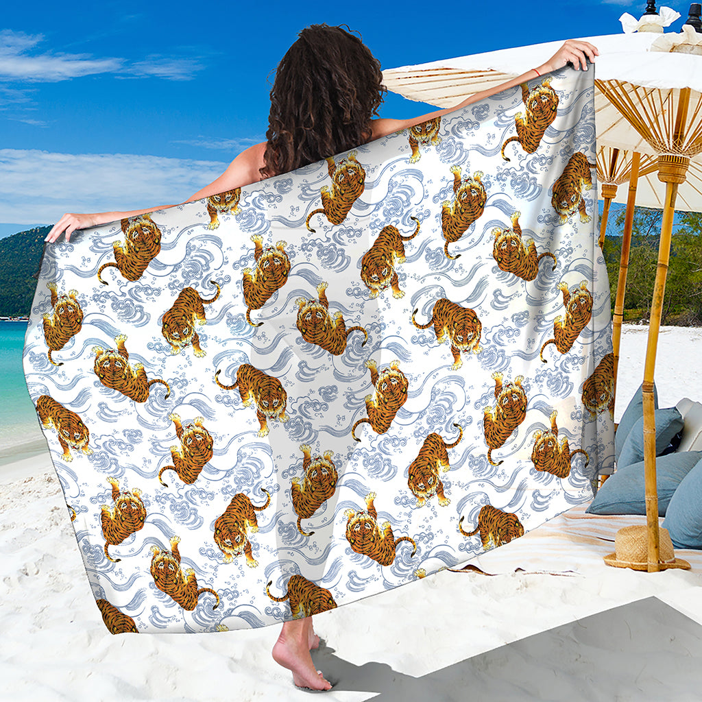 Japanese Tiger Pattern Print Beach Sarong Wrap