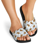 Japanese Tiger Pattern Print Black Slide Sandals
