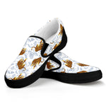 Japanese Tiger Pattern Print Black Slip On Shoes