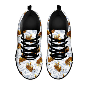 Japanese Tiger Pattern Print Black Sneakers