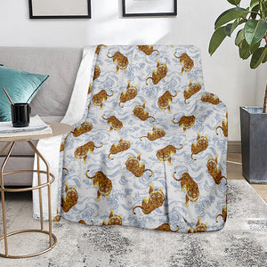 Japanese Tiger Pattern Print Blanket