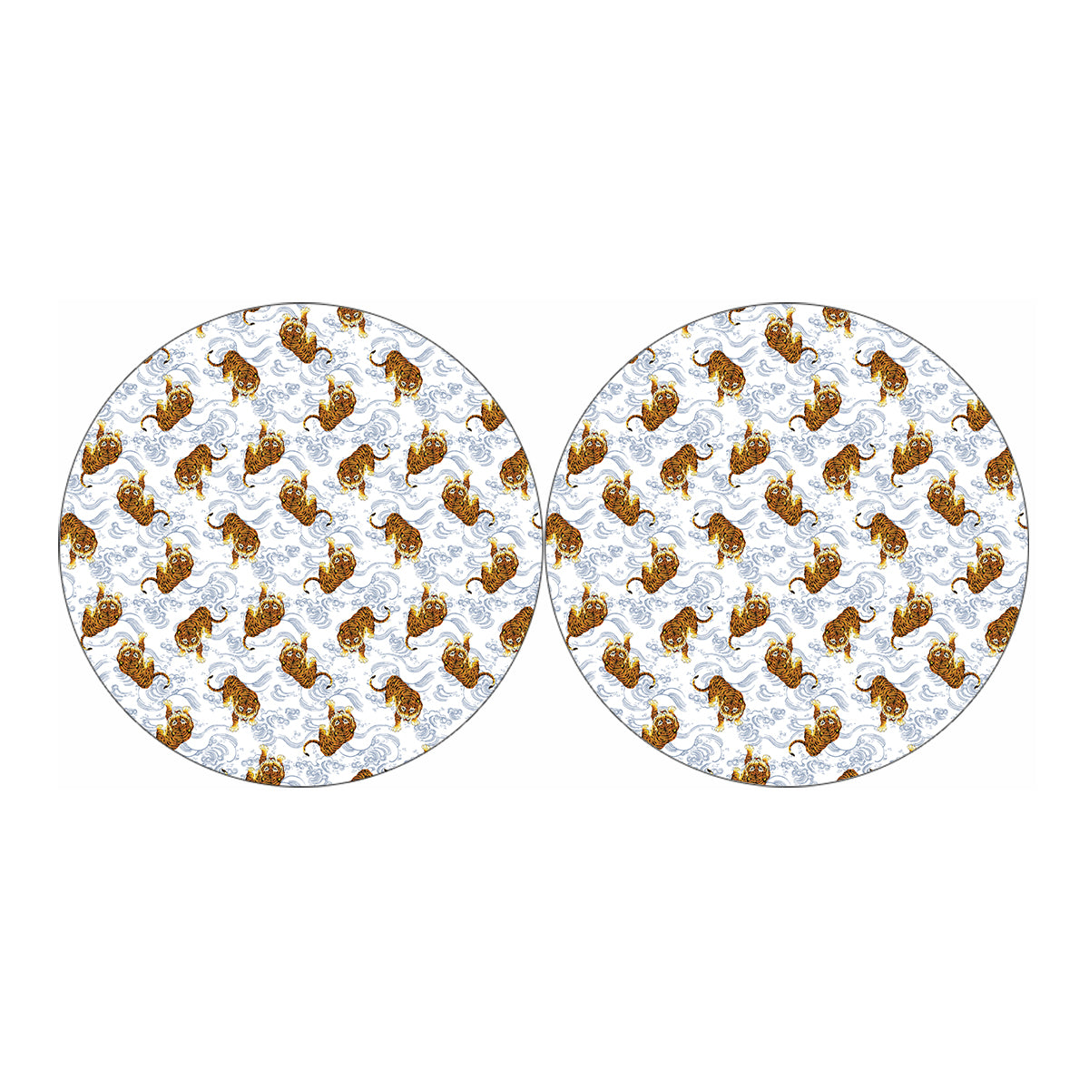 Japanese Tiger Pattern Print Car Coasters