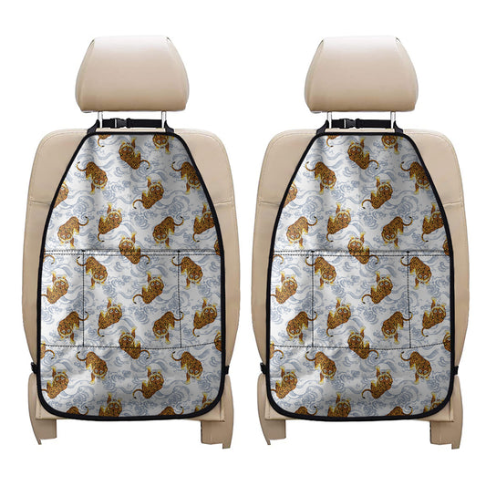 Japanese Tiger Pattern Print Car Seat Organizers