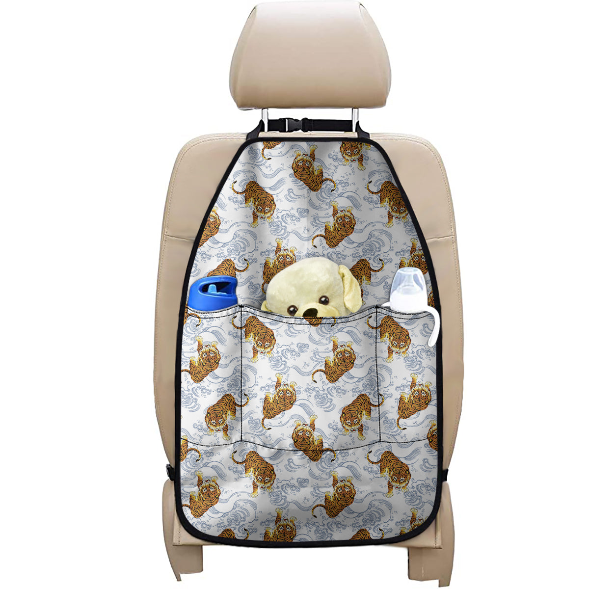 Japanese Tiger Pattern Print Car Seat Organizers