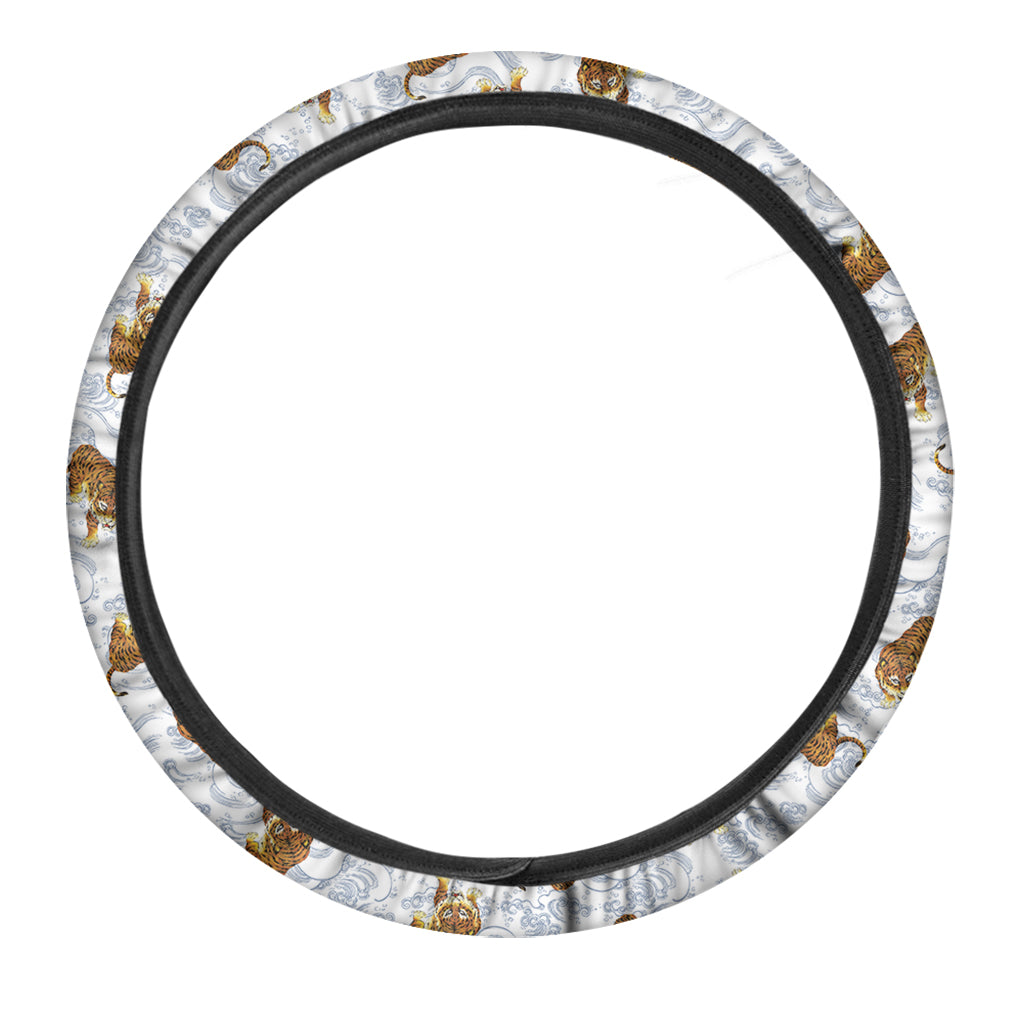 Japanese Tiger Pattern Print Car Steering Wheel Cover
