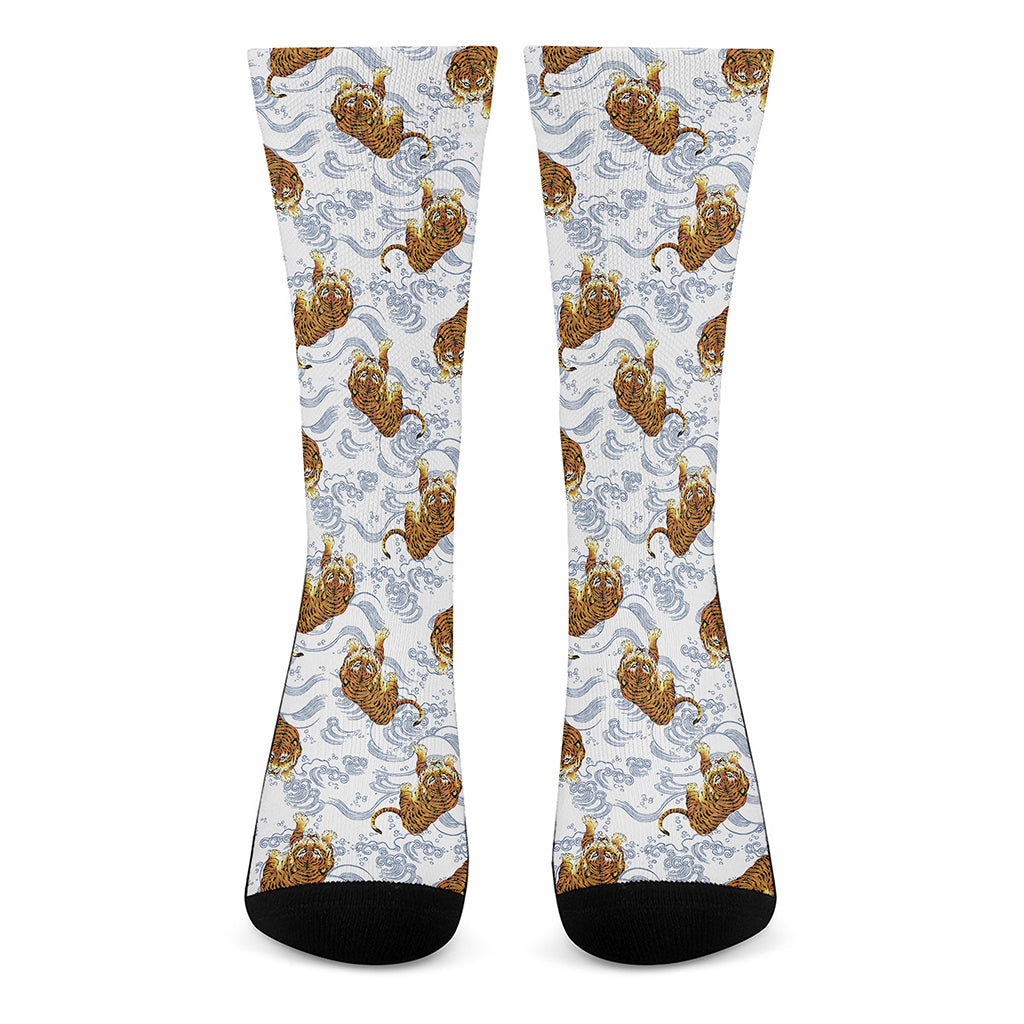 Japanese Tiger Pattern Print Crew Socks