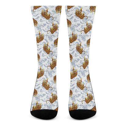 Japanese Tiger Pattern Print Crew Socks