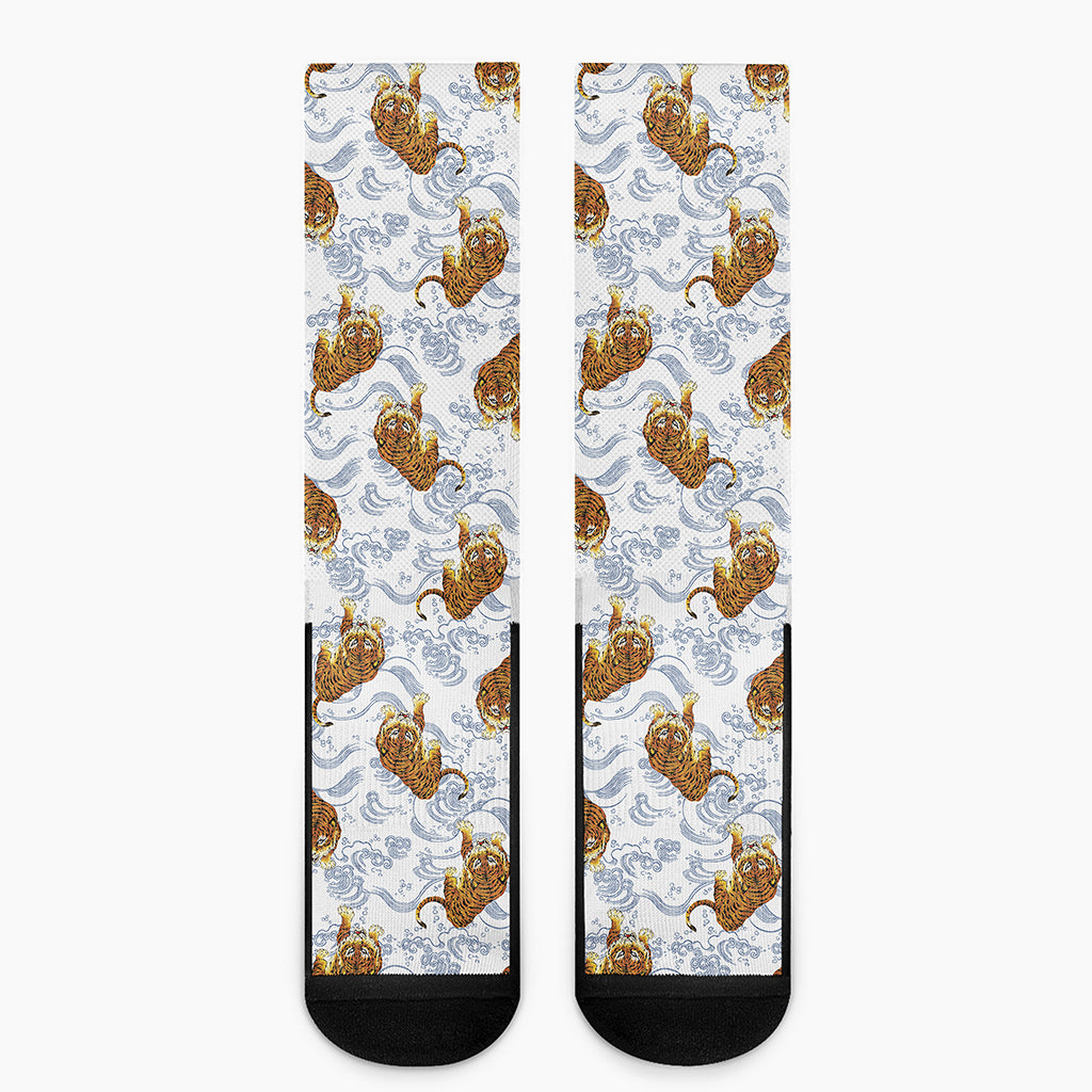 Japanese Tiger Pattern Print Crew Socks