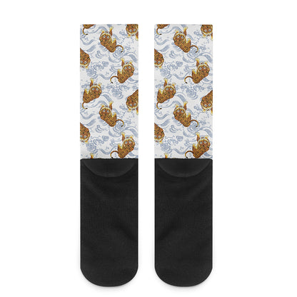 Japanese Tiger Pattern Print Crew Socks