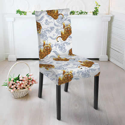 Japanese Tiger Pattern Print Dining Chair Slipcover