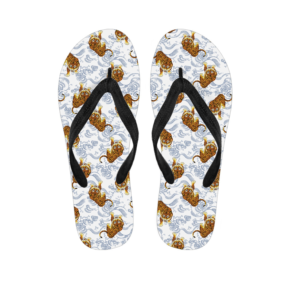 Japanese Tiger Pattern Print Flip Flops