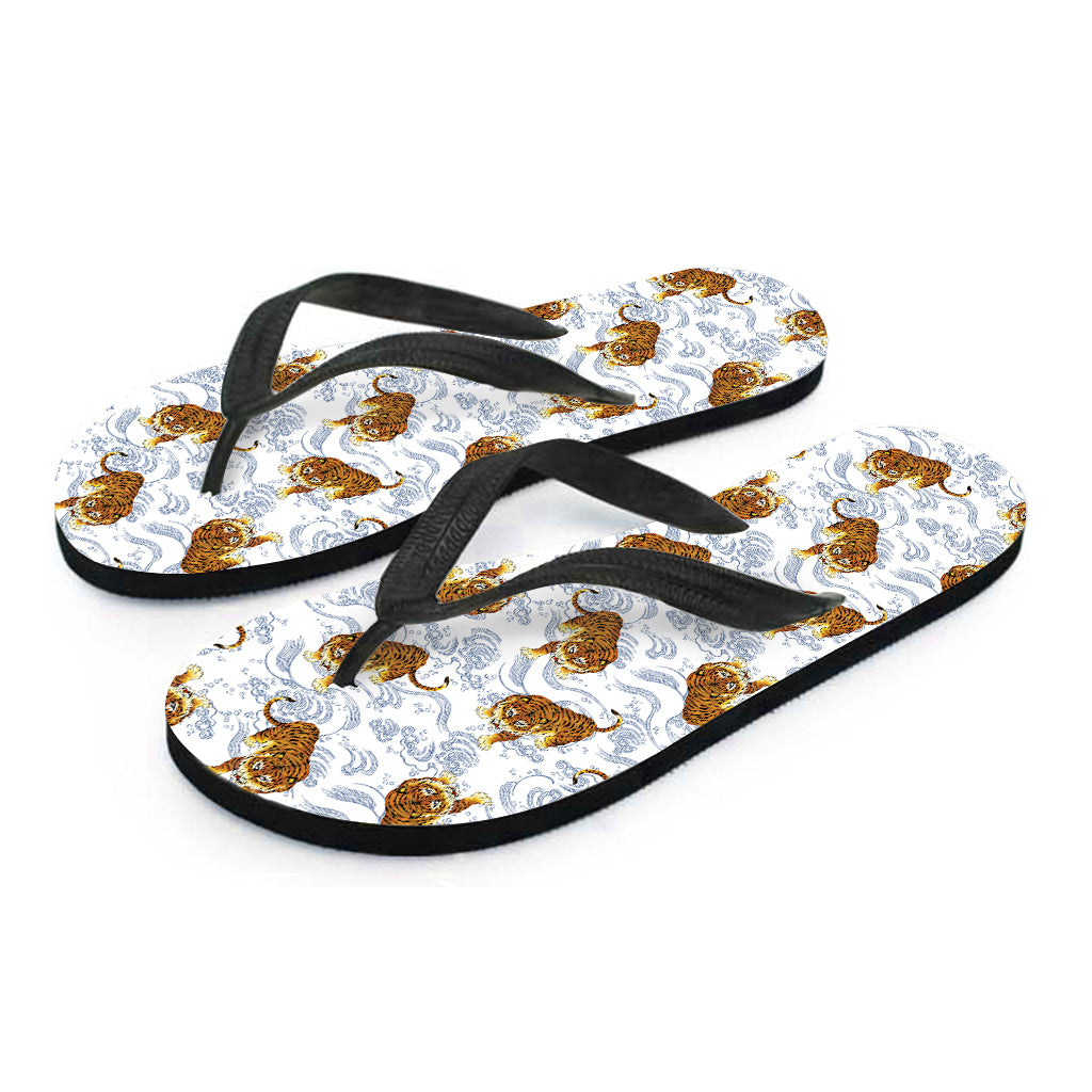 Japanese Tiger Pattern Print Flip Flops