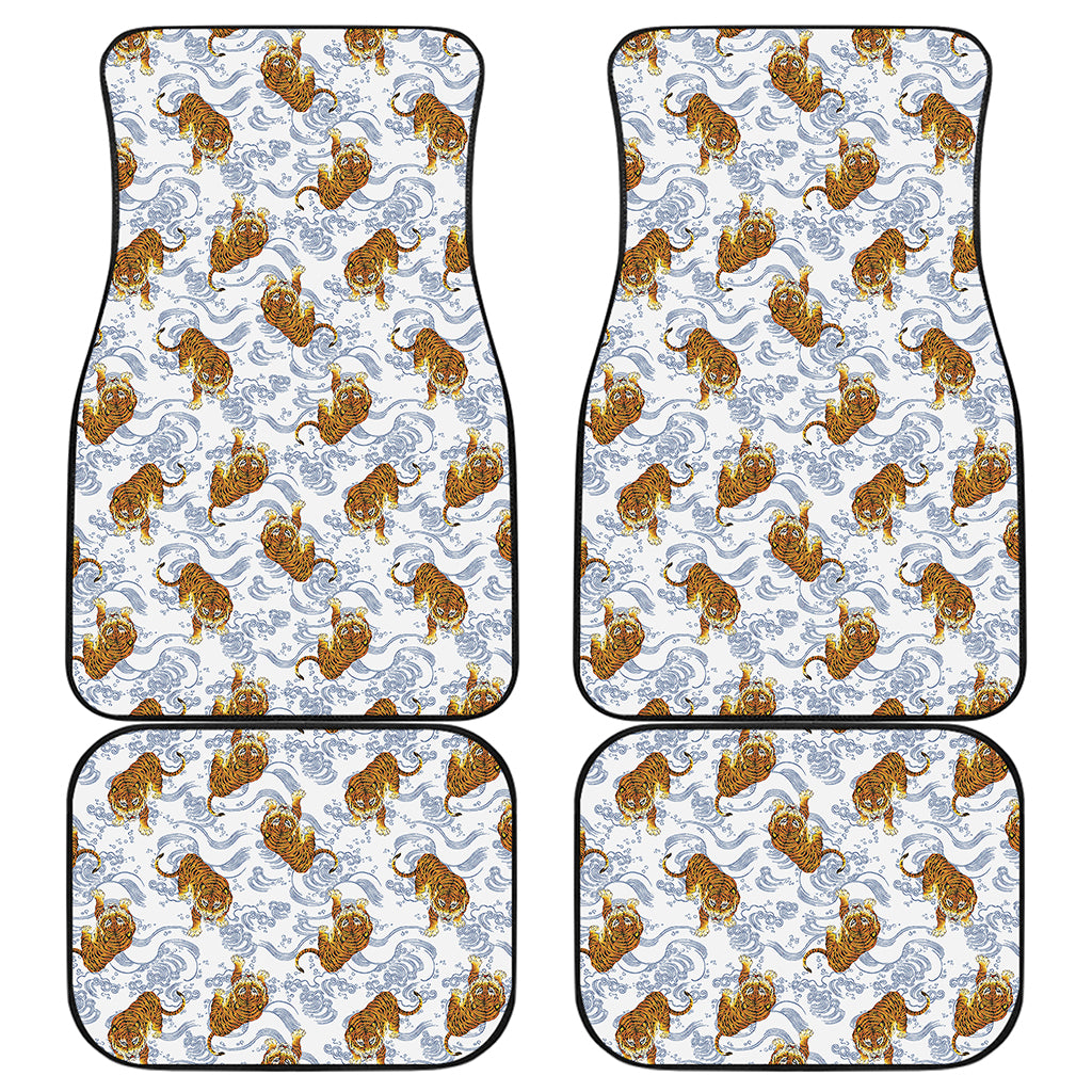 Japanese Tiger Pattern Print Front and Back Car Floor Mats