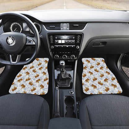 Japanese Tiger Pattern Print Front and Back Car Floor Mats