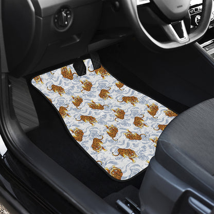 Japanese Tiger Pattern Print Front and Back Car Floor Mats