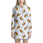 Japanese Tiger Pattern Print Hoodie Dress