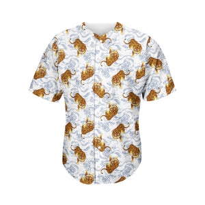 Japanese Tiger Pattern Print Men's Baseball Jersey