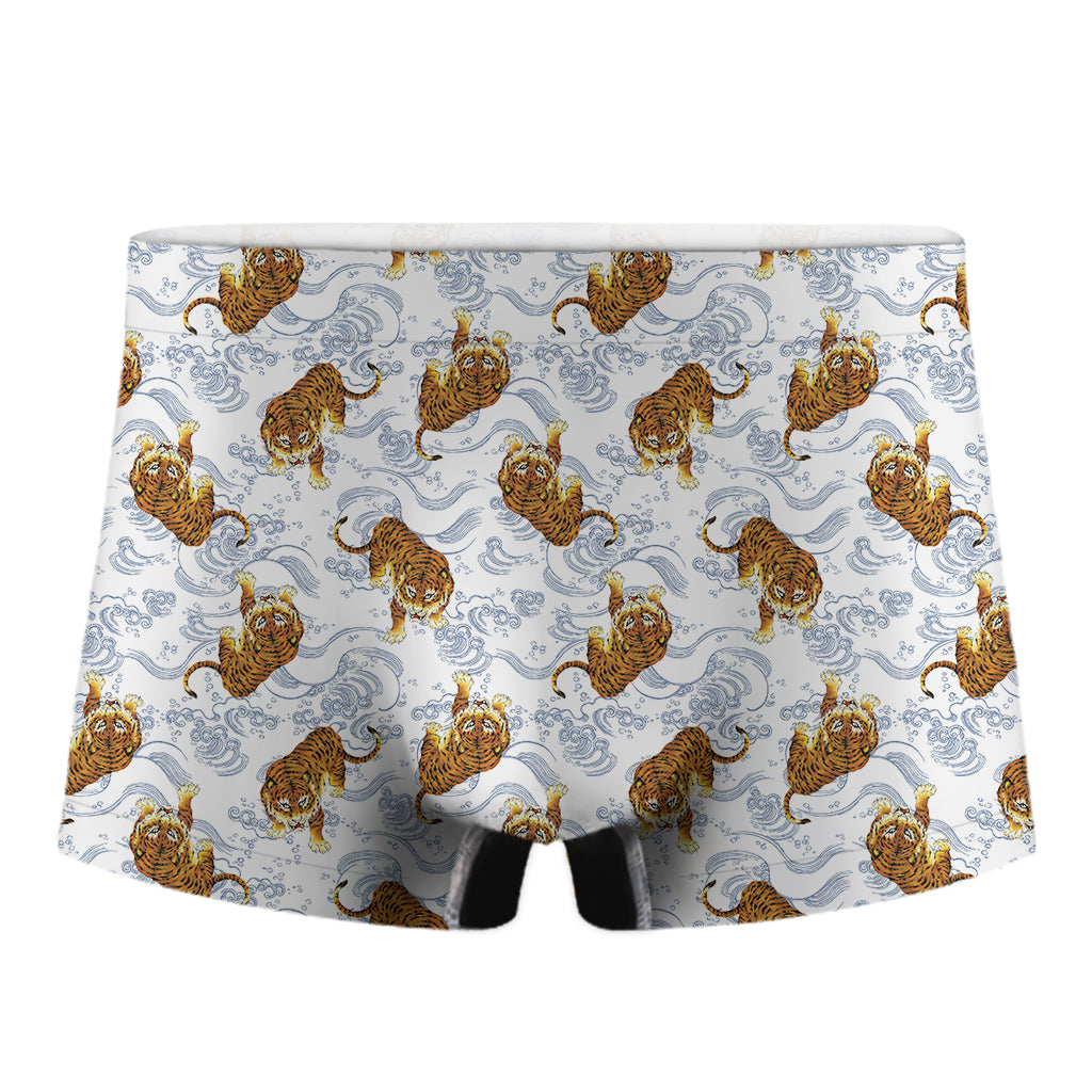 Japanese Tiger Pattern Print Men's Boxer Briefs