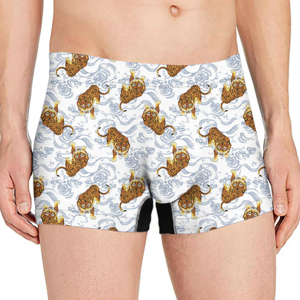 Japanese Tiger Pattern Print Men's Boxer Briefs