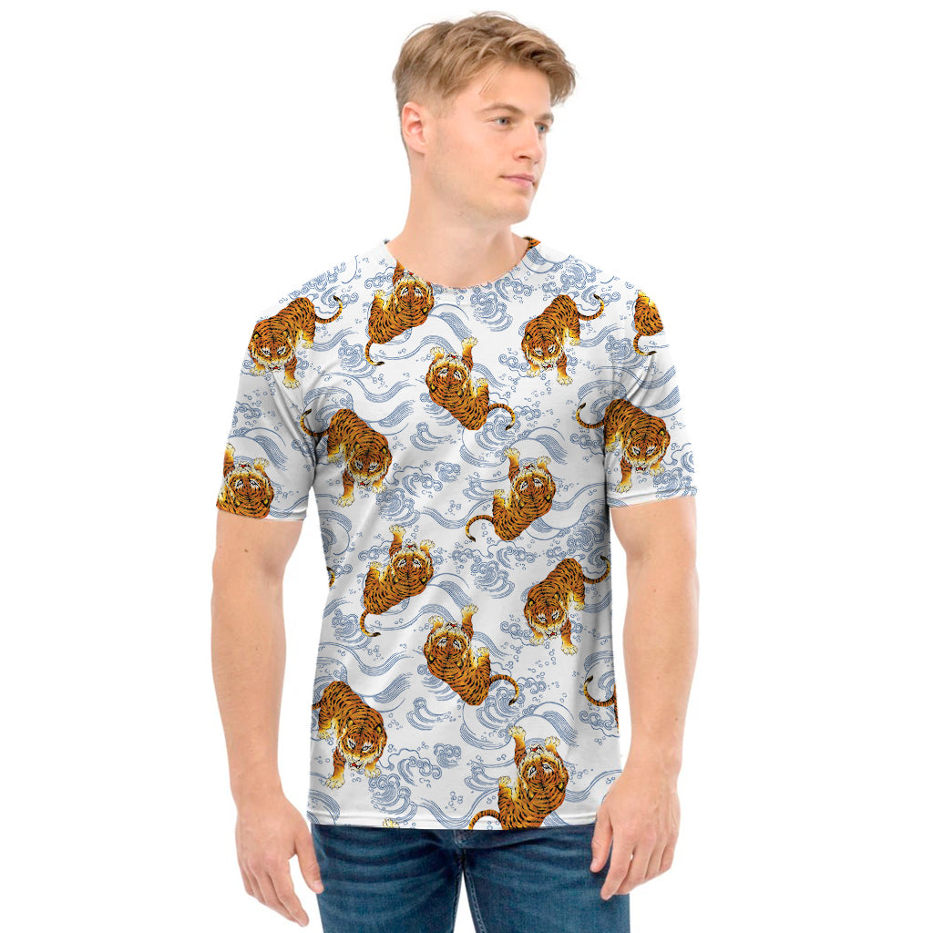 Japanese Tiger Pattern Print Men's T-Shirt