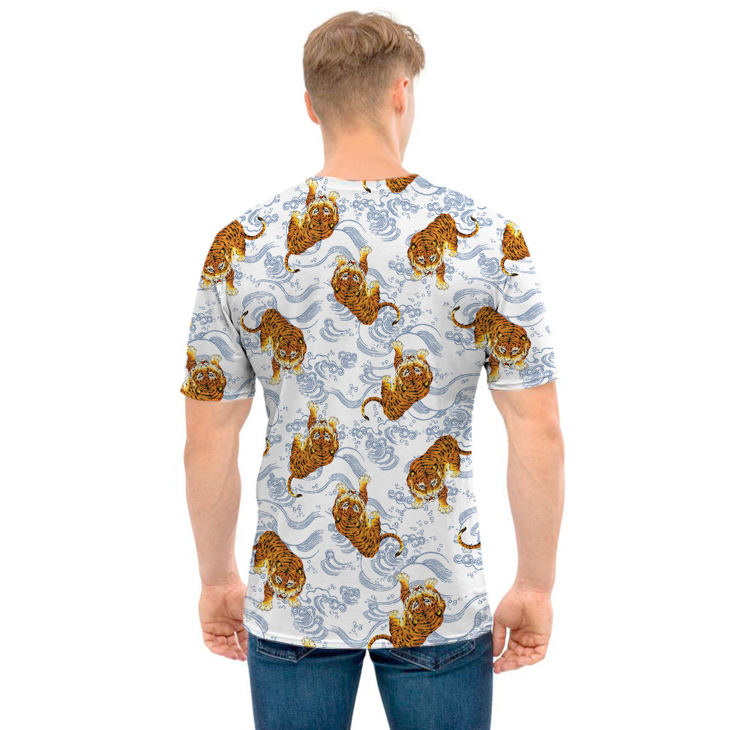 Japanese Tiger Pattern Print Men's T-Shirt