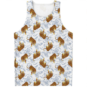 Japanese Tiger Pattern Print Men's Tank Top