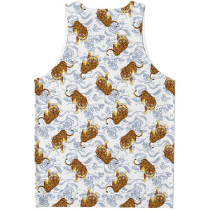 Japanese Tiger Pattern Print Men's Tank Top