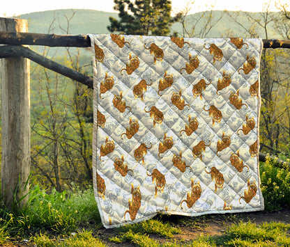 Japanese Tiger Pattern Print Quilt