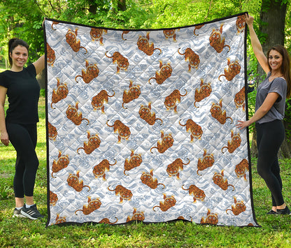 Japanese Tiger Pattern Print Quilt