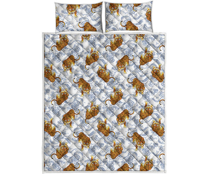 Japanese Tiger Pattern Print Quilt Bed Set