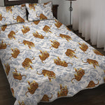 Japanese Tiger Pattern Print Quilt Bed Set