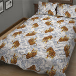 Japanese Tiger Pattern Print Quilt Bed Set