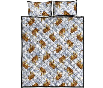 Japanese Tiger Pattern Print Quilt Bed Set