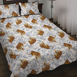 Japanese Tiger Pattern Print Quilt Bed Set