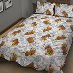 Japanese Tiger Pattern Print Quilt Bed Set
