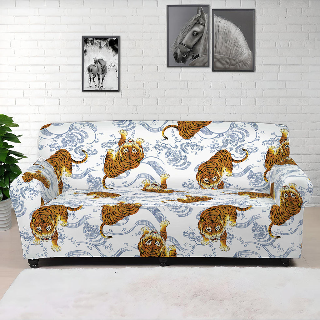 Japanese Tiger Pattern Print Sofa Cover