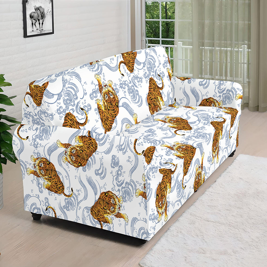 Japanese Tiger Pattern Print Sofa Cover