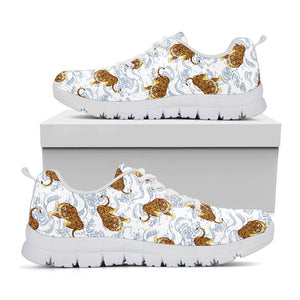 Japanese Tiger Pattern Print White Sneakers