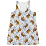Japanese Tiger Pattern Print Women's Racerback Tank Top