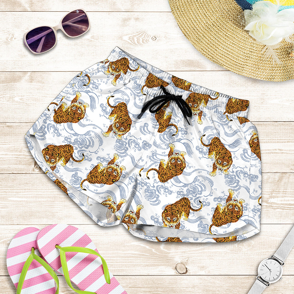 Japanese Tiger Pattern Print Women's Shorts