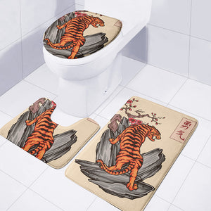 Japanese Tiger Tattoo Print 3 Piece Bath Mat Set