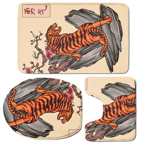 Japanese Tiger Tattoo Print 3 Piece Bath Mat Set