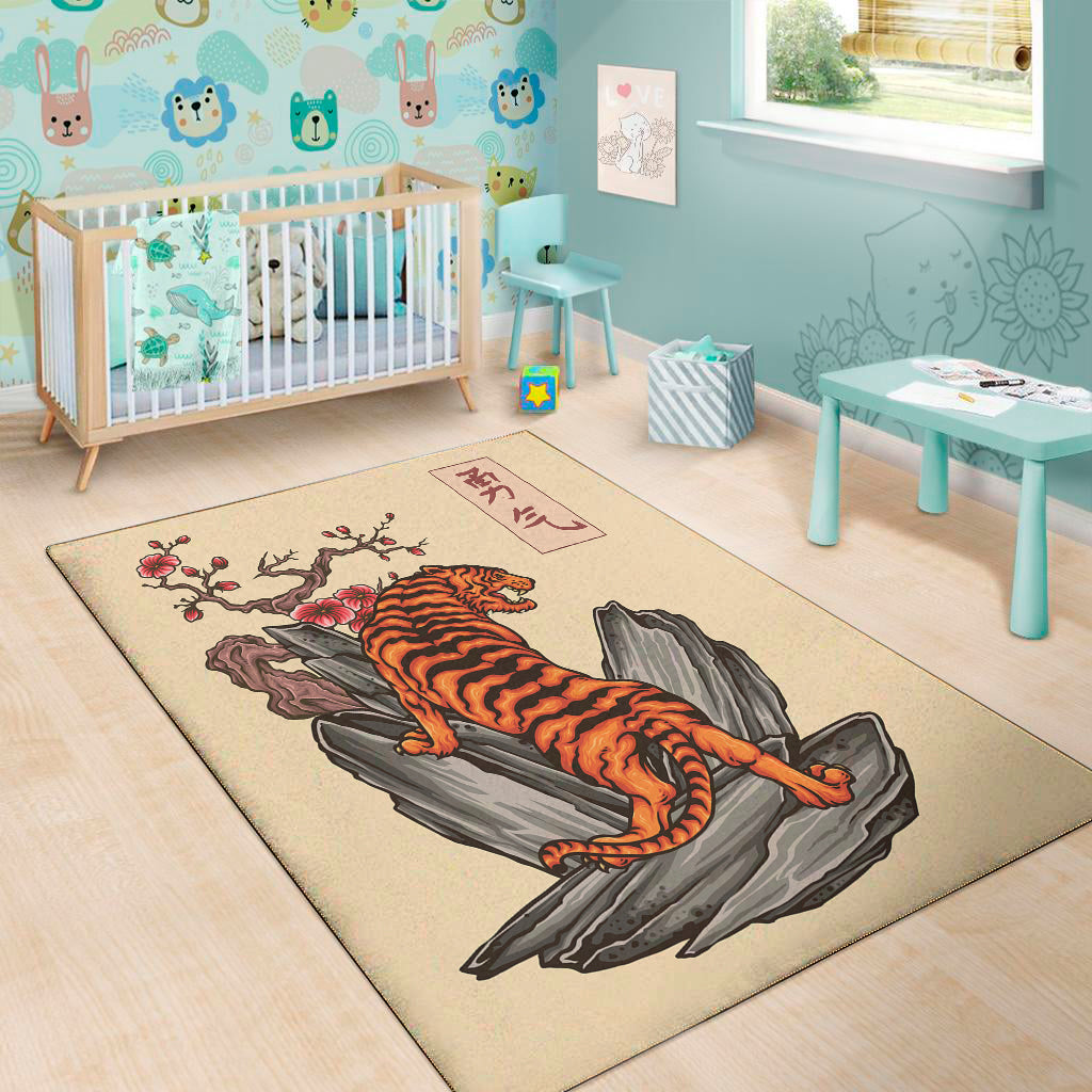 Japanese Tiger Tattoo Print Area Rug