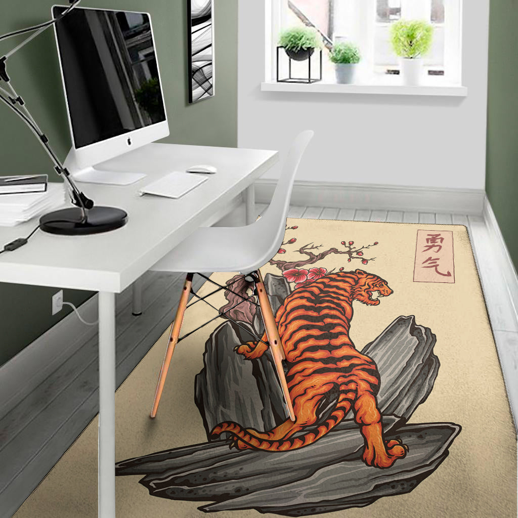 Japanese Tiger Tattoo Print Area Rug