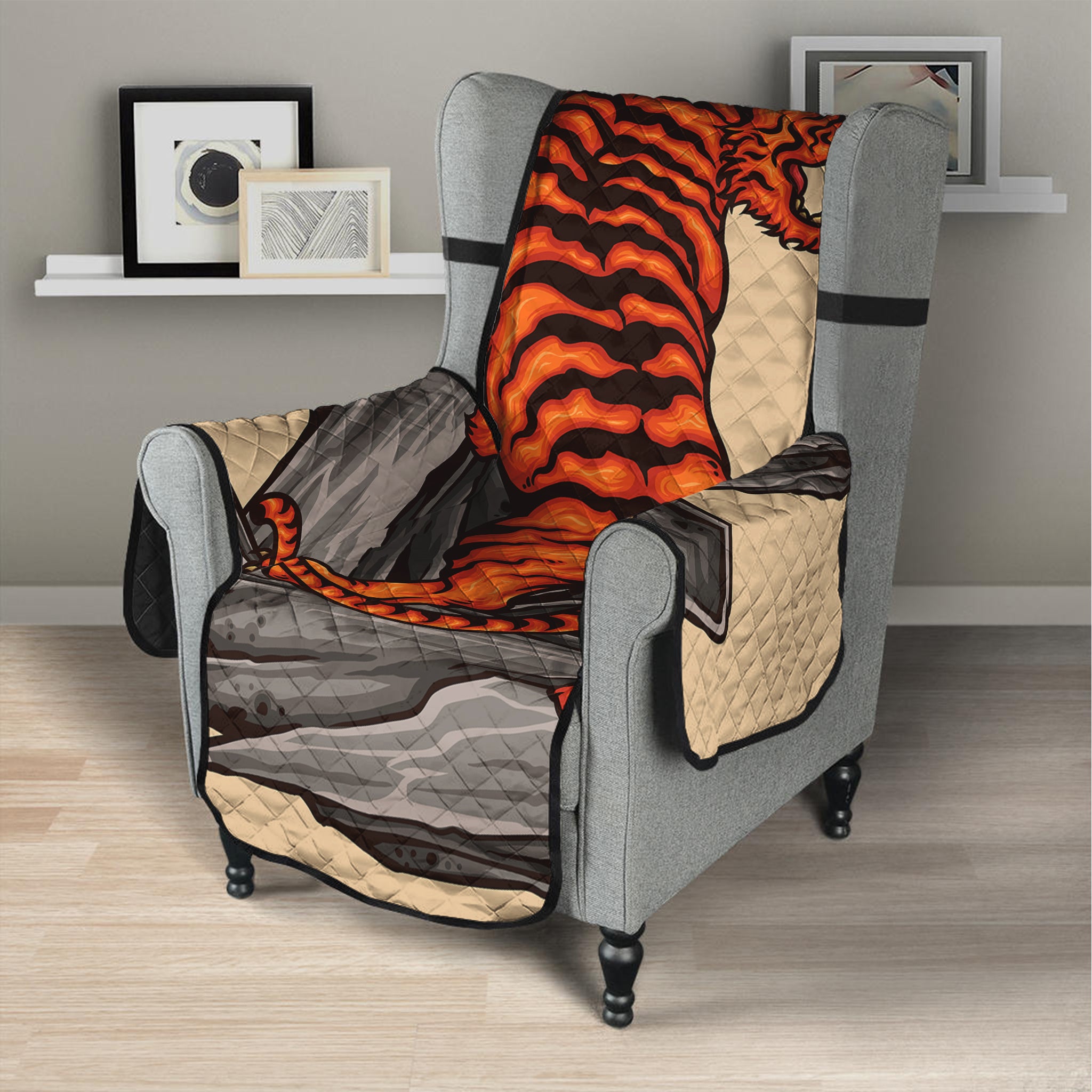 Japanese Tiger Tattoo Print Armchair Protector