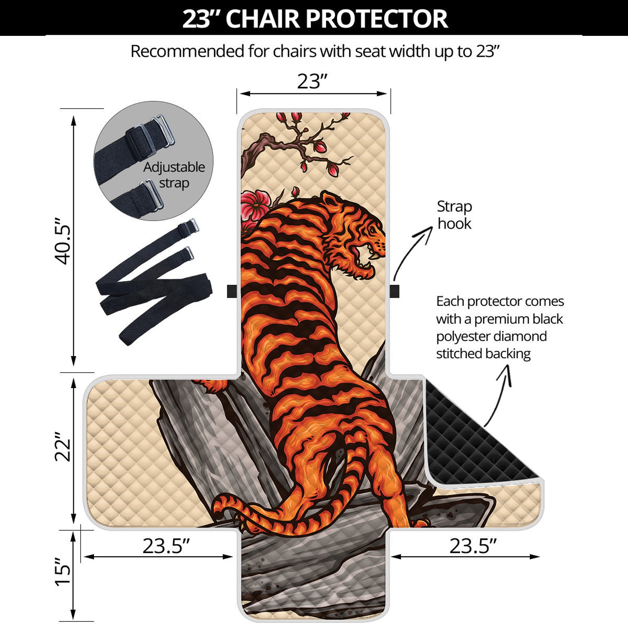 Japanese Tiger Tattoo Print Armchair Protector