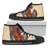 Japanese Tiger Tattoo Print Black High Top Shoes