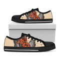 Japanese Tiger Tattoo Print Black Low Top Sneakers