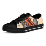 Japanese Tiger Tattoo Print Black Low Top Shoes 