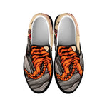 Japanese Tiger Tattoo Print Black Slip On Shoes